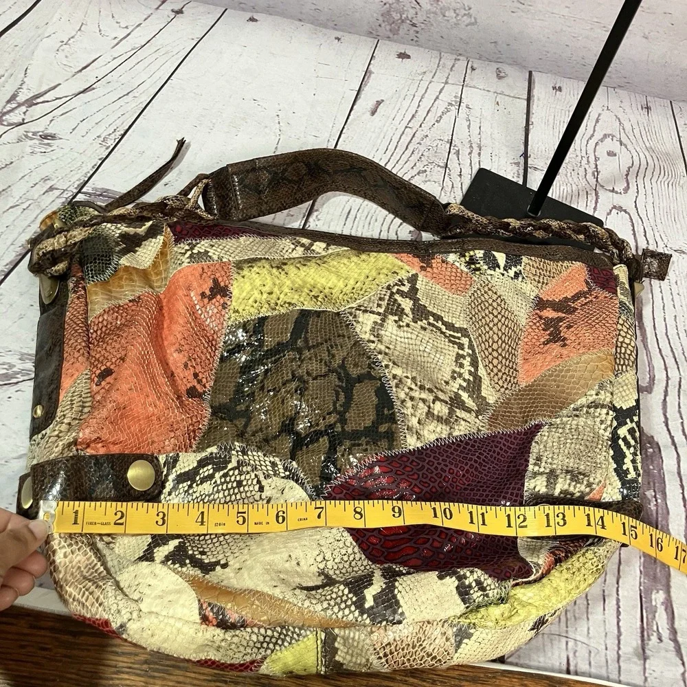 Tambourine by Dawn Patchwork Snakeskin Print Hobo Faux‎ Leather Shoulder Bag